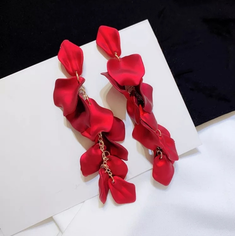 🎉RESTOCKED🎉SEXY RED DROP EARRINGS 925 POST - Picture 2 of 8